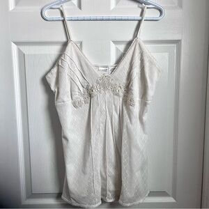 Y2K No Boundaries Lace Top floral sleeveless women white Large boho cami tank